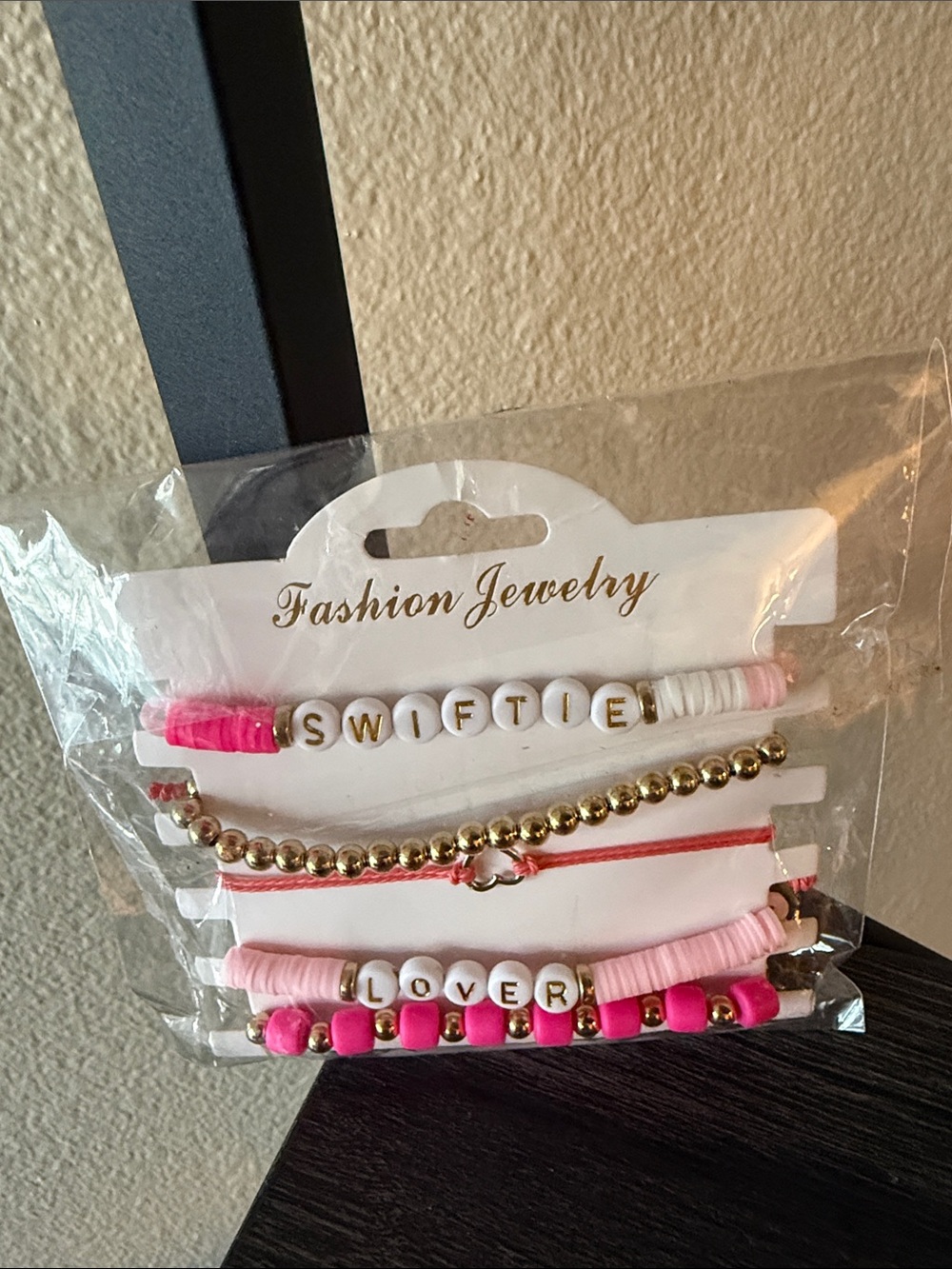 Pink 'Swiftie' & 'Lover' Beaded Bracelet Set
